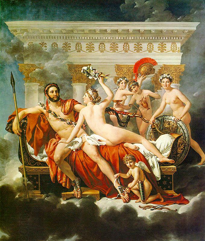 Jacques-Louis  David Mars Disarmed by Venus and the Three Graces oil painting picture